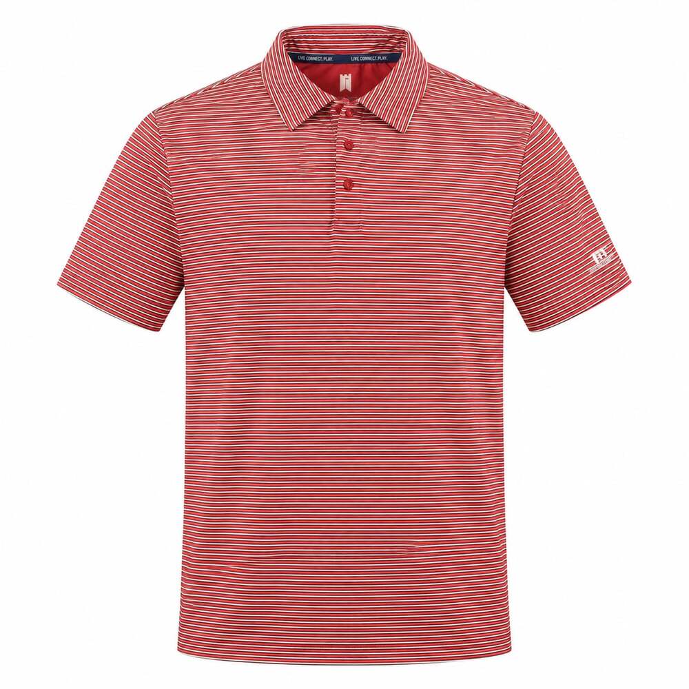 Arcis Golf Performance Polo, Men’s size L, Red White Striped Shirt